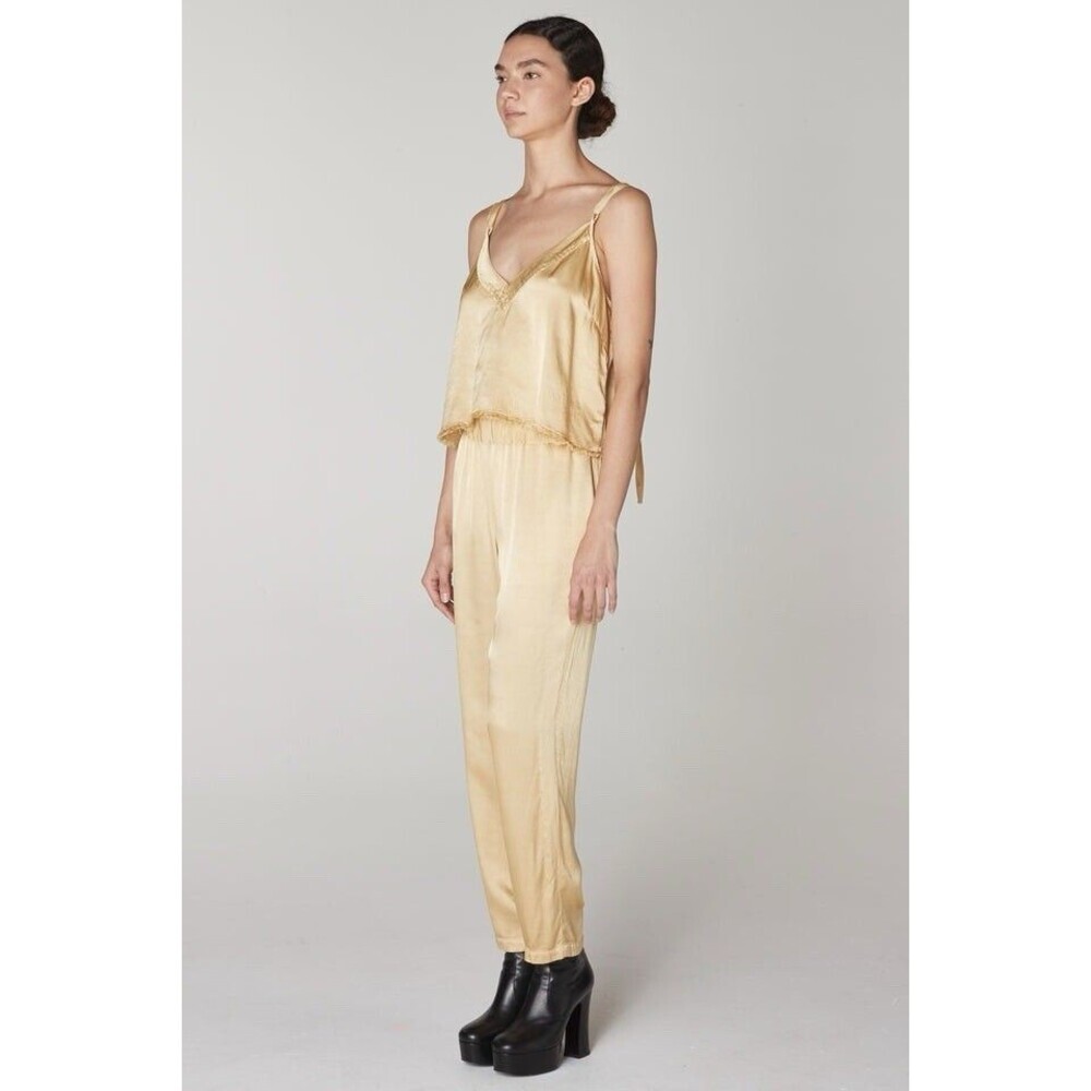 Eliza J & Prince Raquel Allegra Fez Satin Pull On Pants Butter Gold 1 (4/6) NWT